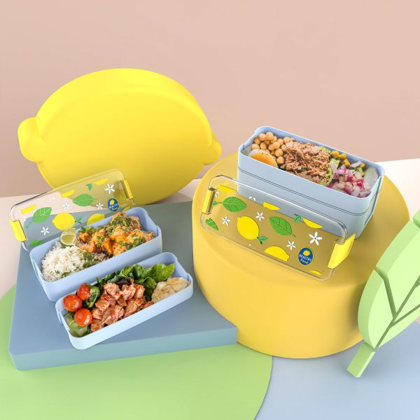 Lemon Day Double Layer Bento Box (750mL)（Blue） For Cheap