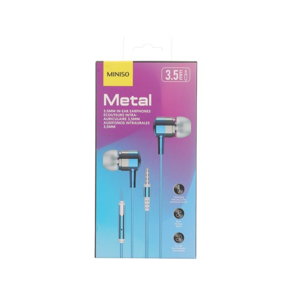 Colored Metal 3.5mm In-ear Earphones  Model: PA401(Blue) Cheap