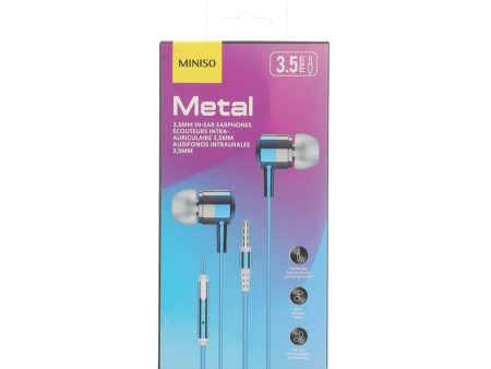 Colored Metal 3.5mm In-ear Earphones  Model: PA401(Blue) Cheap